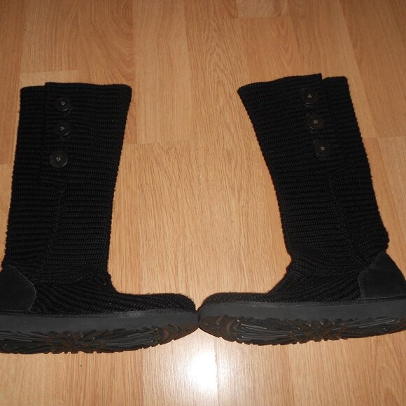 UGG Australia SN 5819 Black CLASSIC CARDY Women's Tall Knee High Winter Boot 10 - Picture 1 of 8